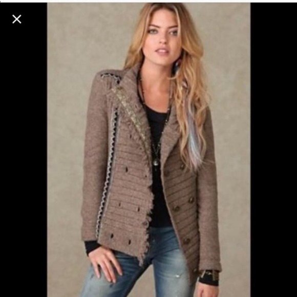 Free People Teddy Bear Sweater Jacket Double Breasted - Picture 7 of 7